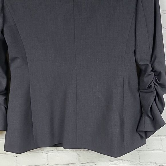 NEW TAHARI Ruched Single-Breasted Blazer Notch Collar 2-Button Gray Suit Jacket - Picture 9 of 9